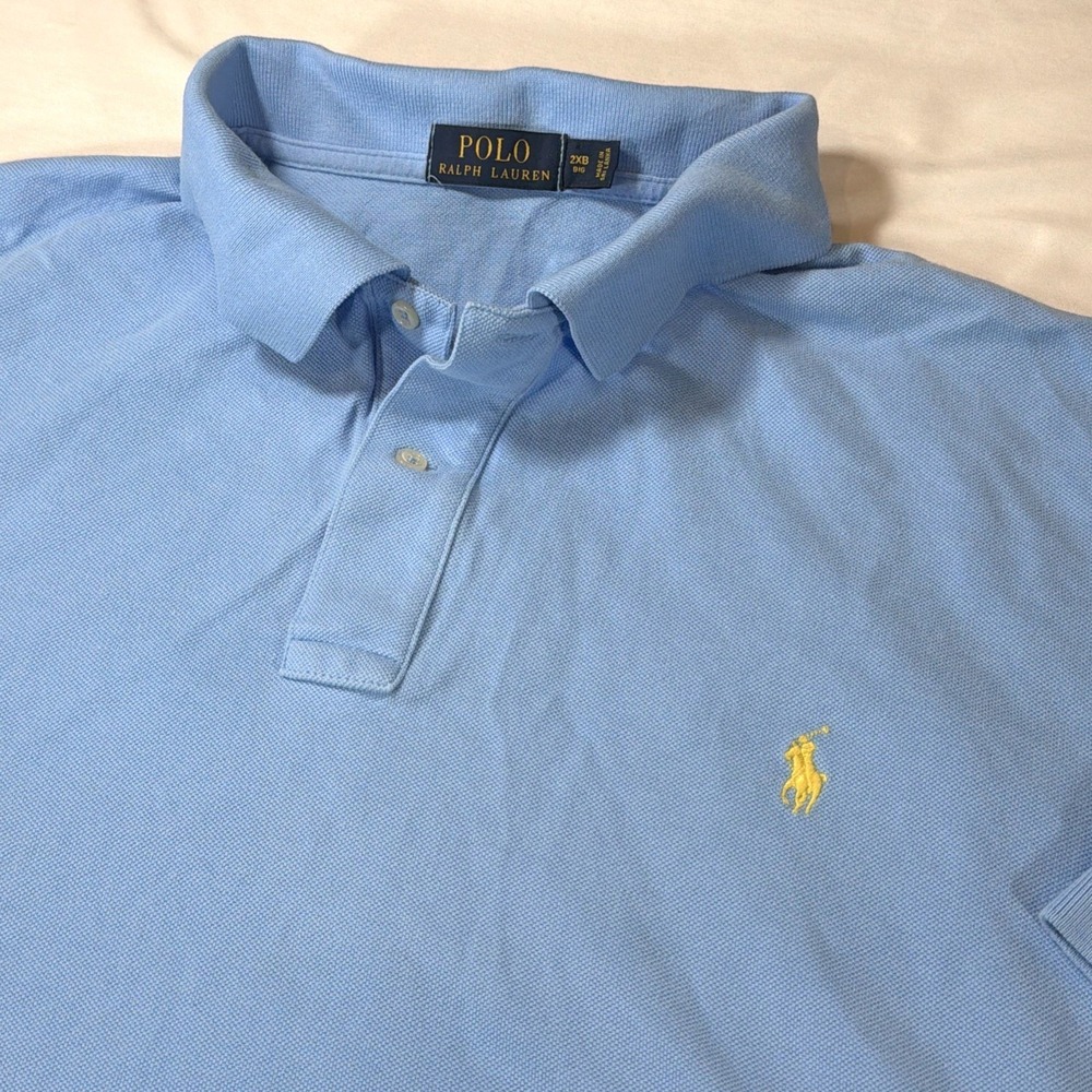 Polo Ralph Lauren Mens 2XB Blue Polo Shirt 100% Cotton Big Tall Classic Fit Pony